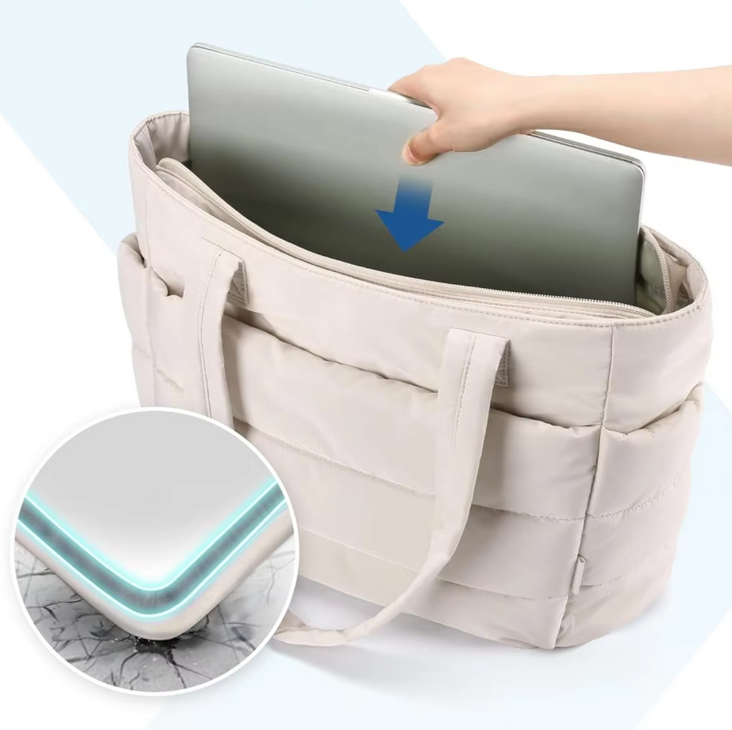 lightweight puffy tote bag